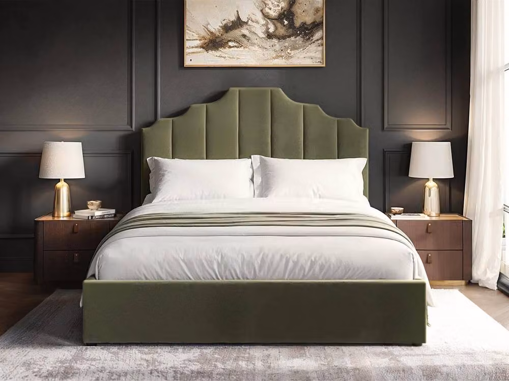 Flair Margot Ottoman Bed in Green Velvet, Double, W/D/H: 140 x 200 x 132 cm – 2
