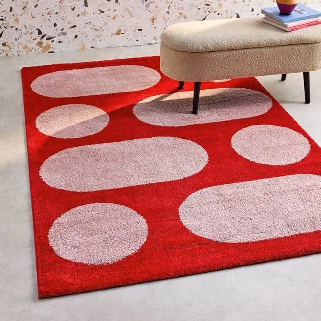 Sweekeek Modern Abstract Indoor Rug in Red, W: 160 cm, D: 230 cm