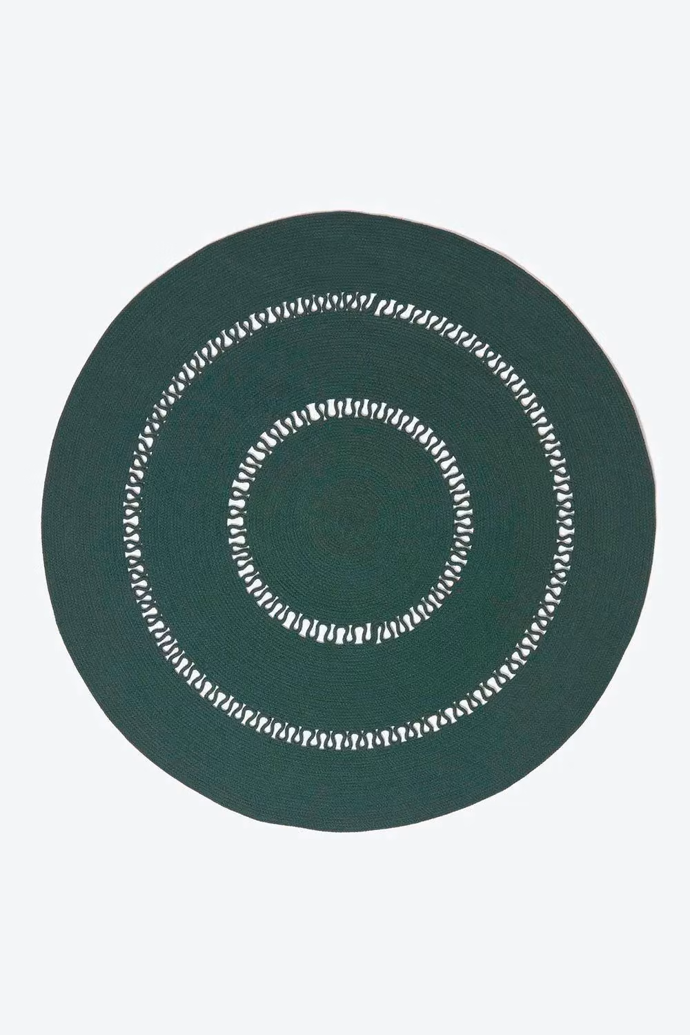 Homescapes Crochet Braided Round Rug in Green, Diameter: 120 cm – 2