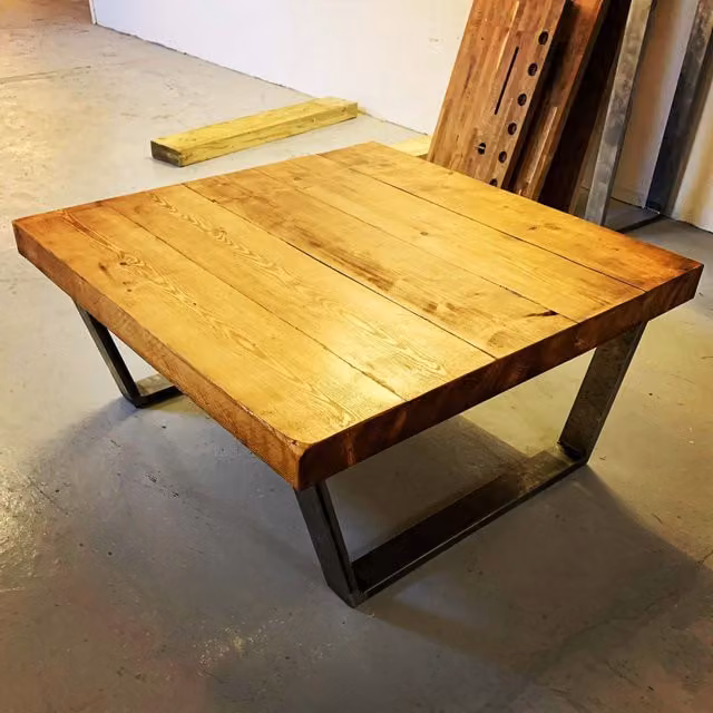 TRL Rustic Brown and Grey Rectangular Wood Coffee Table