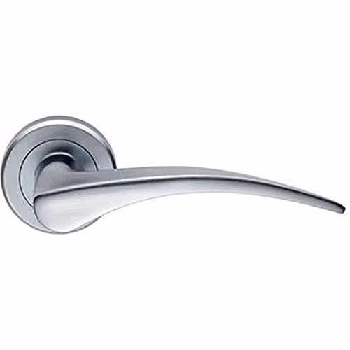 Loops Pair of Arched Tapered Handles on Round Rose with Concealed Fixings in Satin Chrome – 1