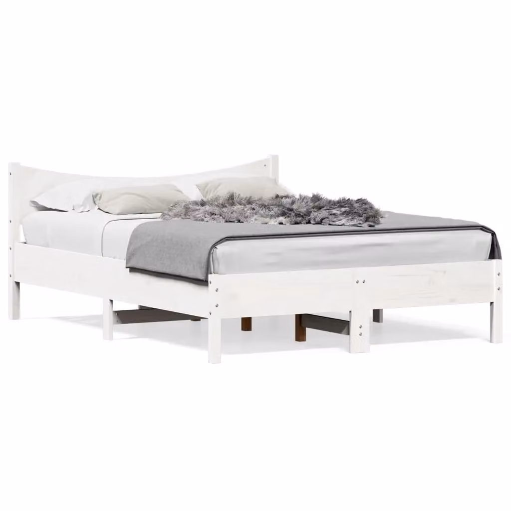 Berkfield Home Solid Wood Pine Bed Frame in White, W/D/H: 120 x 200 cm – 2