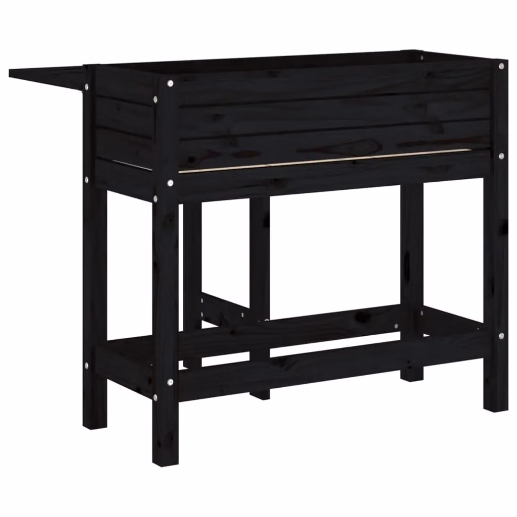Berkfield Home Rustic Black Solid Wood Pine Garden Planter with Folding Tabletop – 6