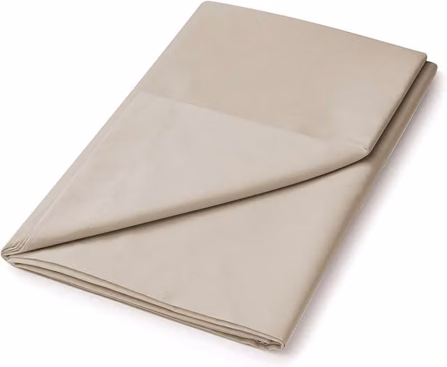 Helena Springfield Plain Dye 180TC Cotton Percale Flat Sheet in Beige, W: 180 cm, D: 200 cm