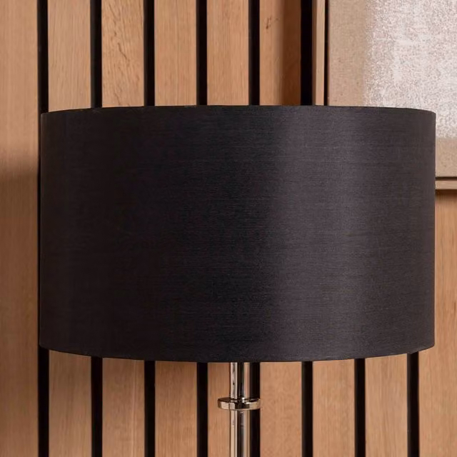 Ruma Black Silk Lined Cylinder Table Lamp Shade, Diameter: 35.56 cm