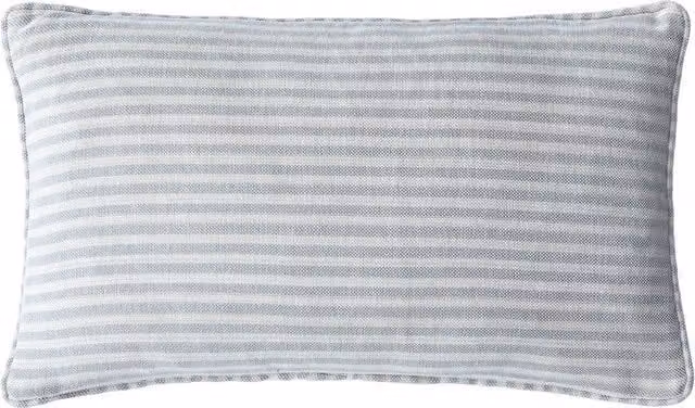 Laura Ashley Cornish Chenille Striped Filled Cushion, Blue and Beige, W: 50 cm, H: 30 cm
