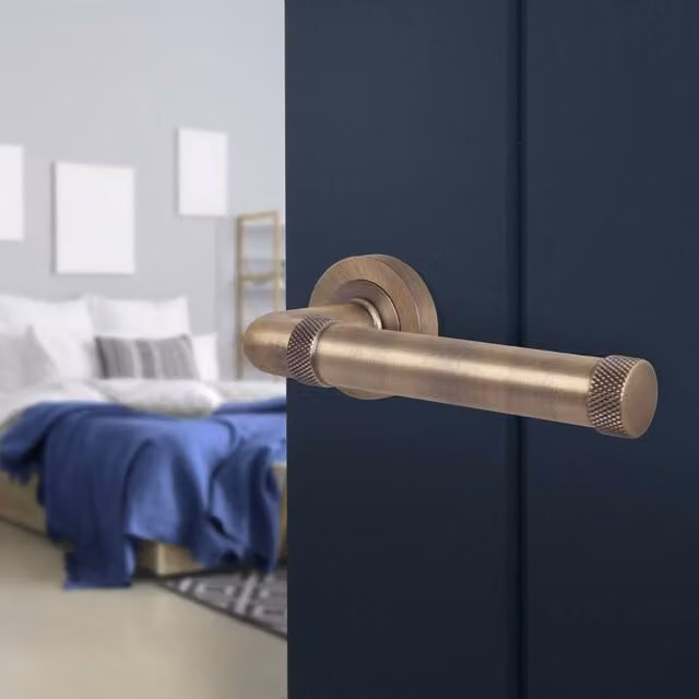AFIT Antique Brass Fire Door Handle Internal Lever On Rose in Bronze
