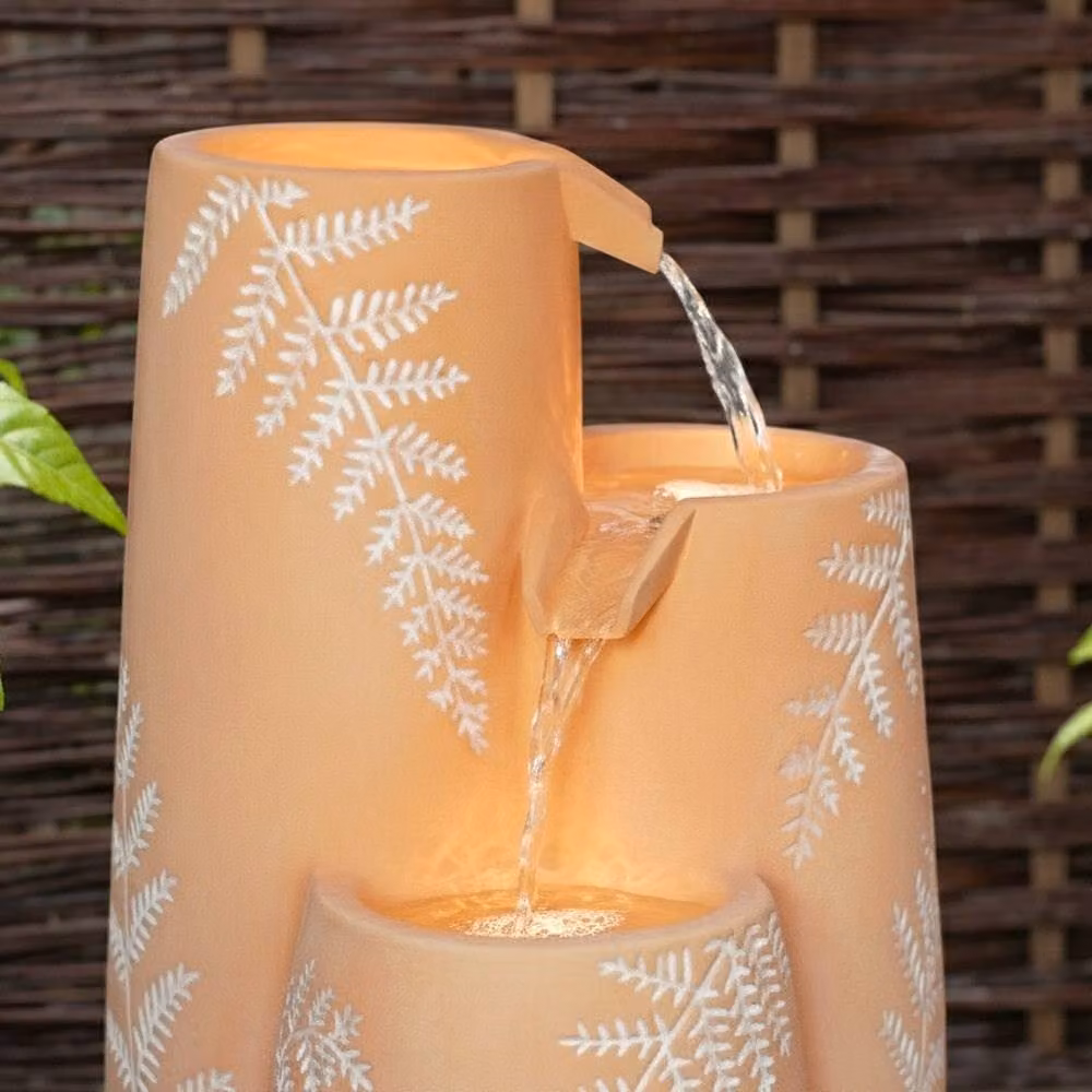 Primrose Carron Cascading Ceramic Tabletop Vase Water Feature in Orange – 2