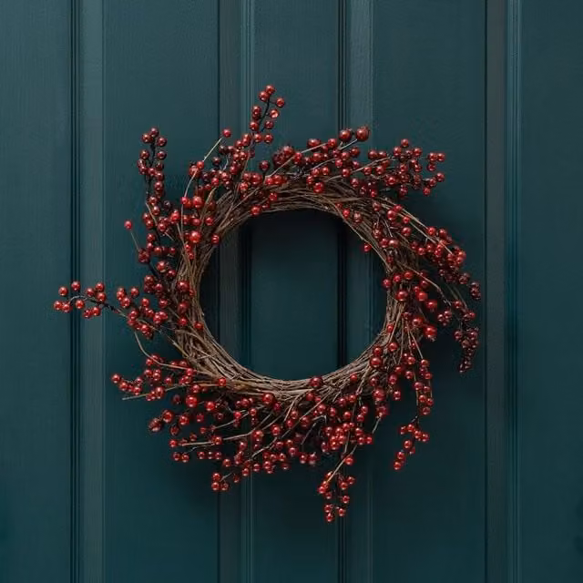 Scottish Everlastings Ltd Red Berry Christmas Wreath, Diameter: 40 cm – 1