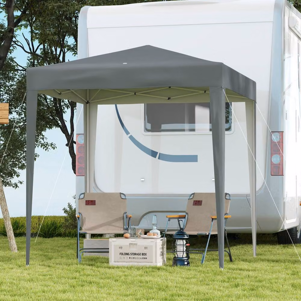 STILVORA Pop-Up Gazebo with Removable Walls and Windows in Grey, W/D/H: 200 x 200 x 240 cm – 2