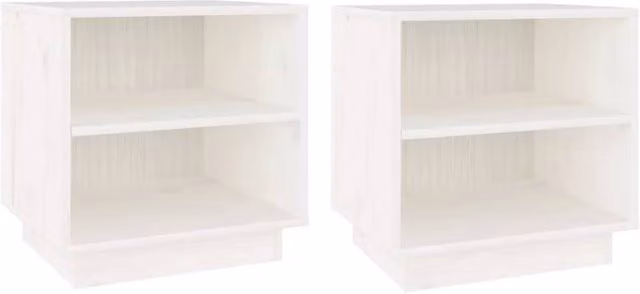Berkfield Home Set of 2 White Solid Wood Pine Bedside Cabinets W/D/H: 40 x 34 x 40 cm – 1
