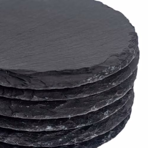 Argon Tableware 12 Piece Round Slate Placemats and Coasters Set in Black or Grey – 3