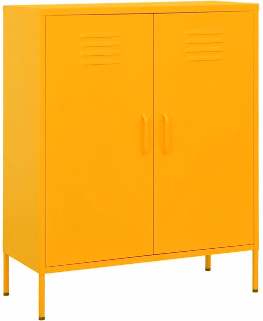 Berkfield Home Mustard Yellow Steel Storage Cabinet W/D/H: 80 x 35 x 101.5 cm