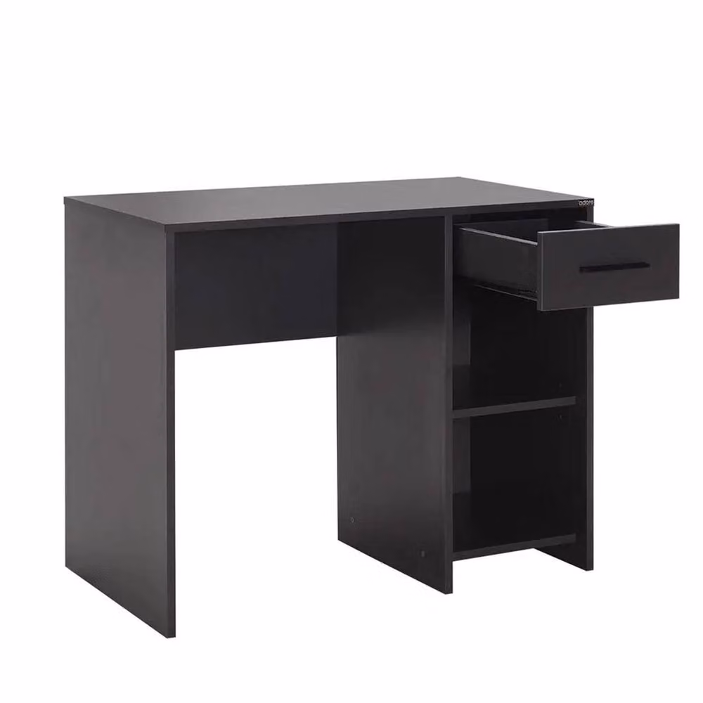 Nordara Modern Metal Writing Desk with 1 Drawer and 2 Shelves in Grey – 3