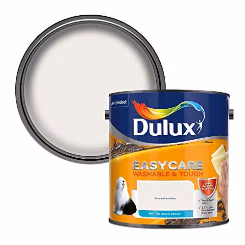 Dulux Easycare Washable and Tough Matt Emulsion Paint for Walls and Ceilings, White, 2.5 Litres