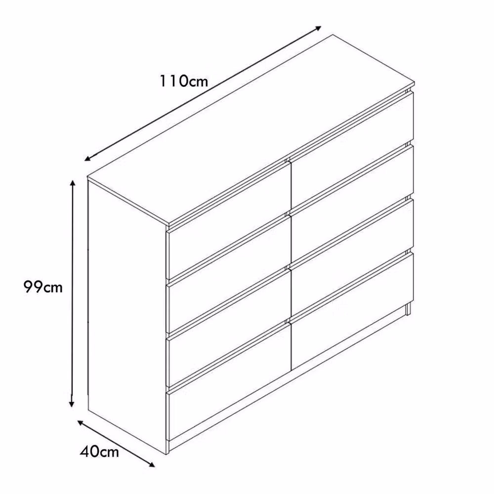 FWStyle SPETLEK White 8 Drawer Chest – 2
