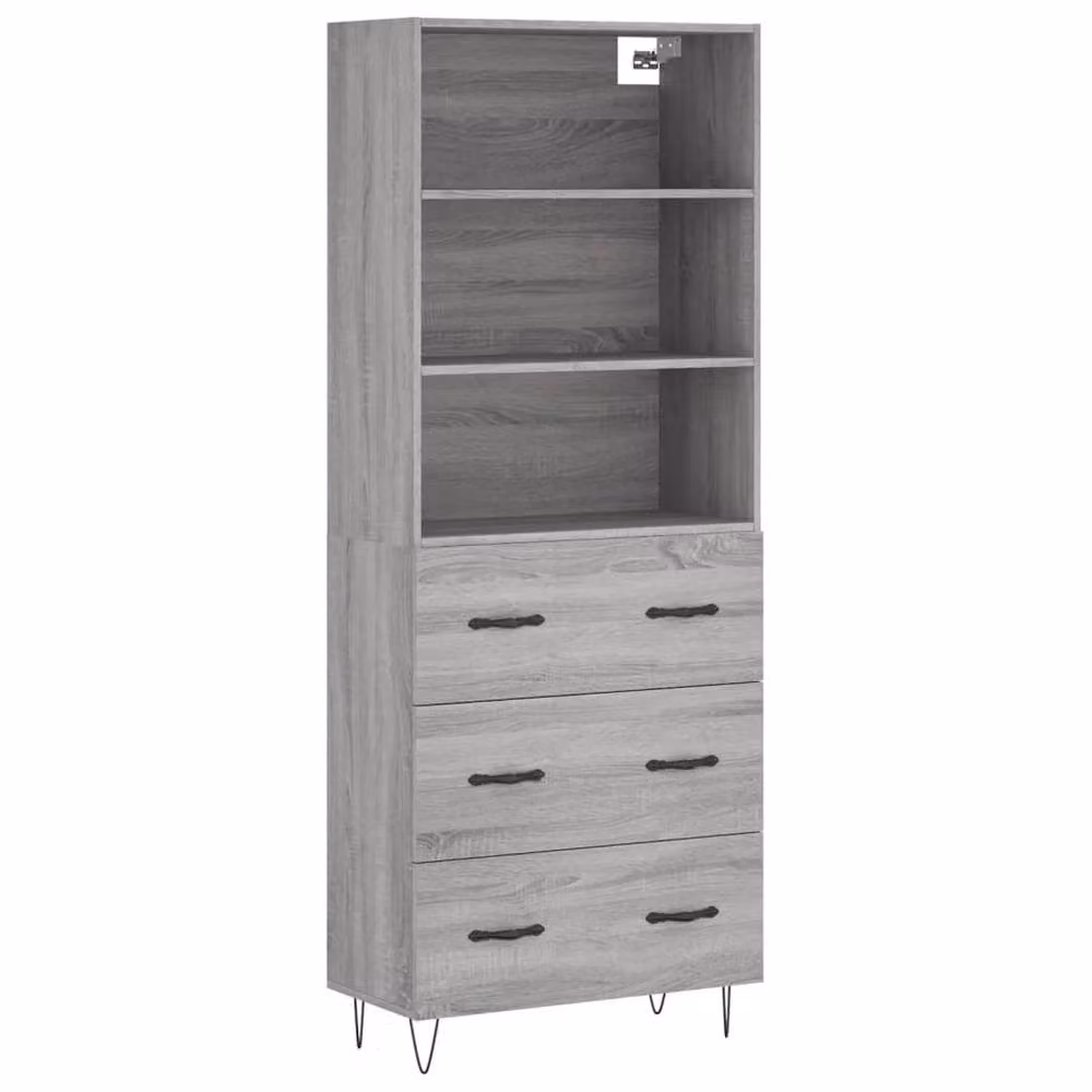 Berkfield Home Grey Sonoma Highboard with Internal Shelves and Doors W/D/H: 69.5 x 34 x 180 cm – 2