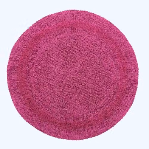 Homescapes Round Cotton Bath Mat in Raspberry, Diameter: 80 cm