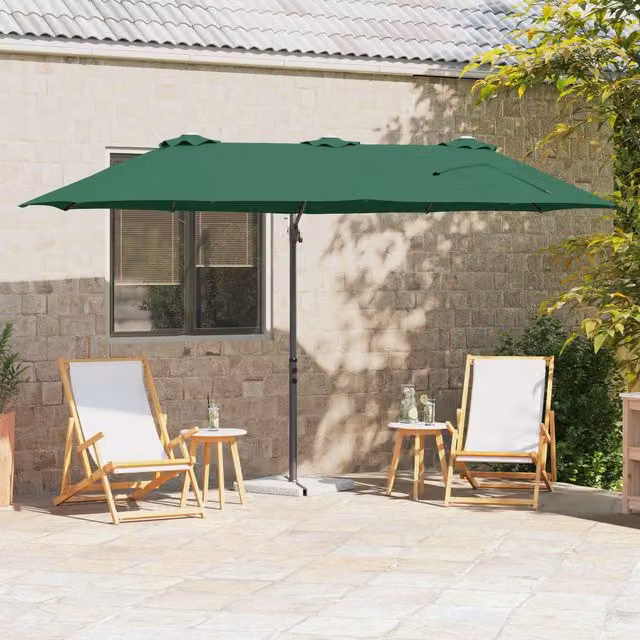 Berkfield Home Garden Green Cantilever Parasol W: 372 cm, D: 198 cm, H: 253 cm