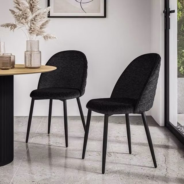 More4Homes Raye Velvet Upholstered Dining Chairs Set of 4 in Black