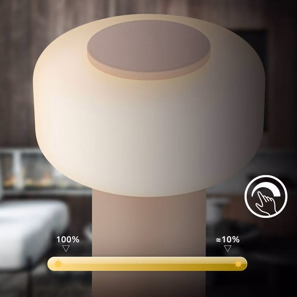 Briloner Rechargeable LED Table Lamp with Touch Dimming, IP44 Outdoor Night Light, Beige, W/D/H: 13 x 13 x 20.6 cm – 4