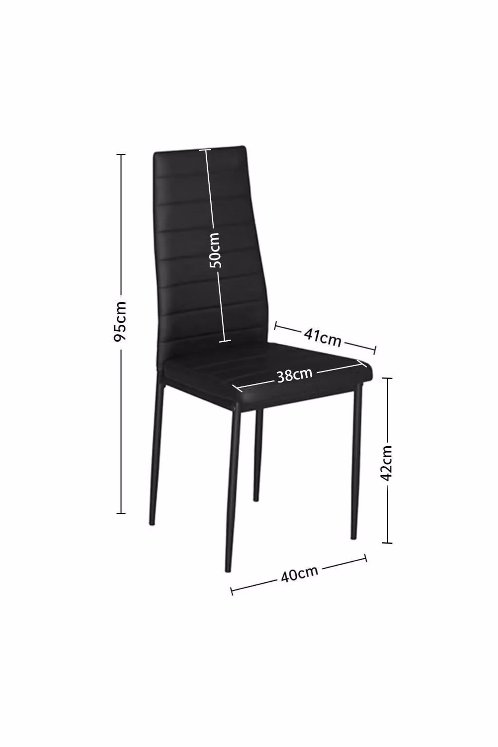 Living and Home Set of 6 Armless PU Leather High Back Dining Chairs in Black – 2