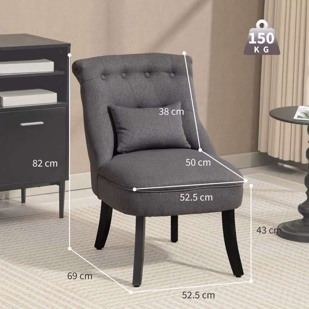 Wyld Haus Fapa Grey Fabric Tub Accent Chair with Solid Wood Legs, H 82 cm x W 69 cm x D 52.5 cm – 3