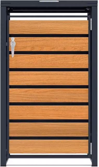Monstershop Single Wheelie Bin Metal and Wood Storage in Anthracite and Grey – 1
