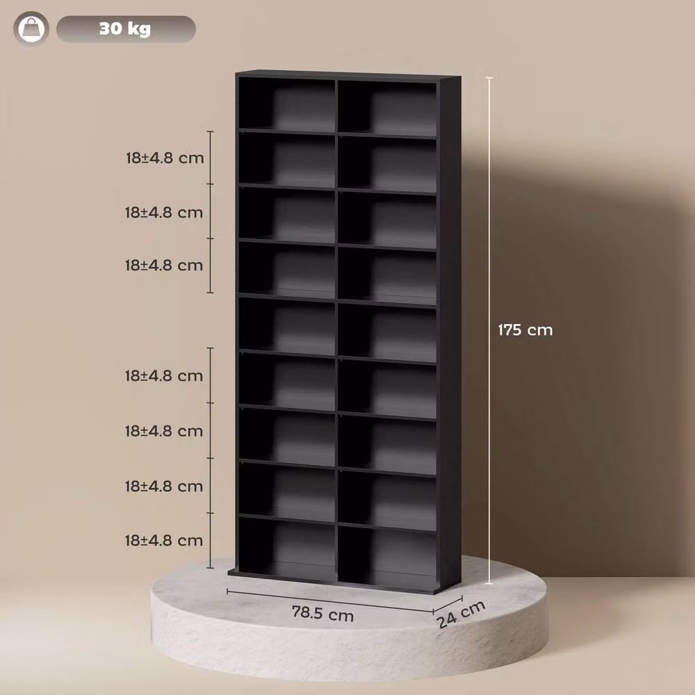 STILVORA CD Storage Tower in Black with 14 Adjustable Shelves – 4