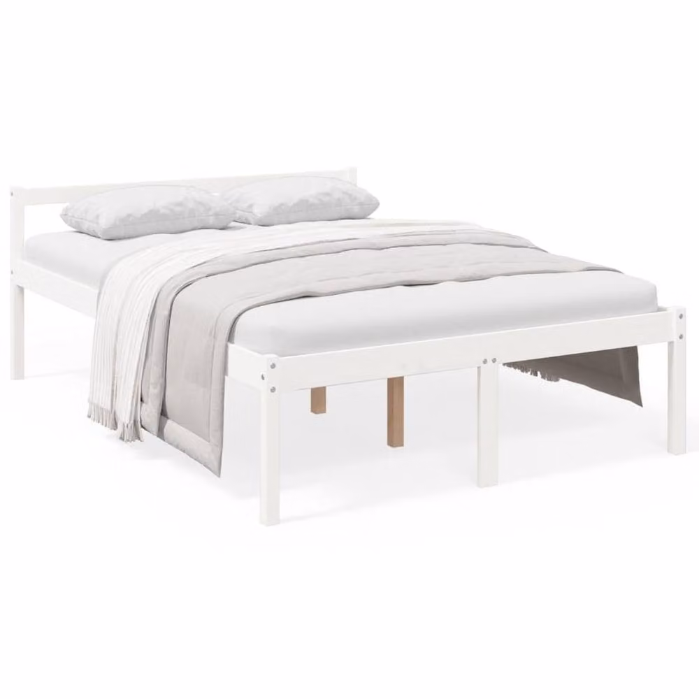 Berkfield Home White Solid Wood Pine Bed Frame W/D/H: 140 x 200 cm – 2
