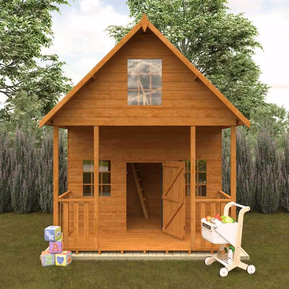 Buttercup Farm Lodge 12mm Wooden Shed in Burnt Orange – 2