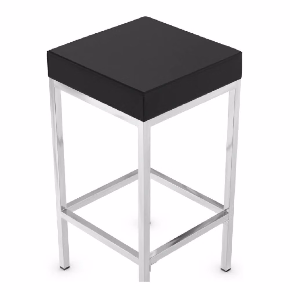 netfurniture Ernest Kitchen Bar Stool with Black Padded Seat and Chrome Metal Frame – 2