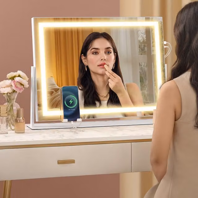 SONGMICS LED Vanity Makeup Mirror in Matte White