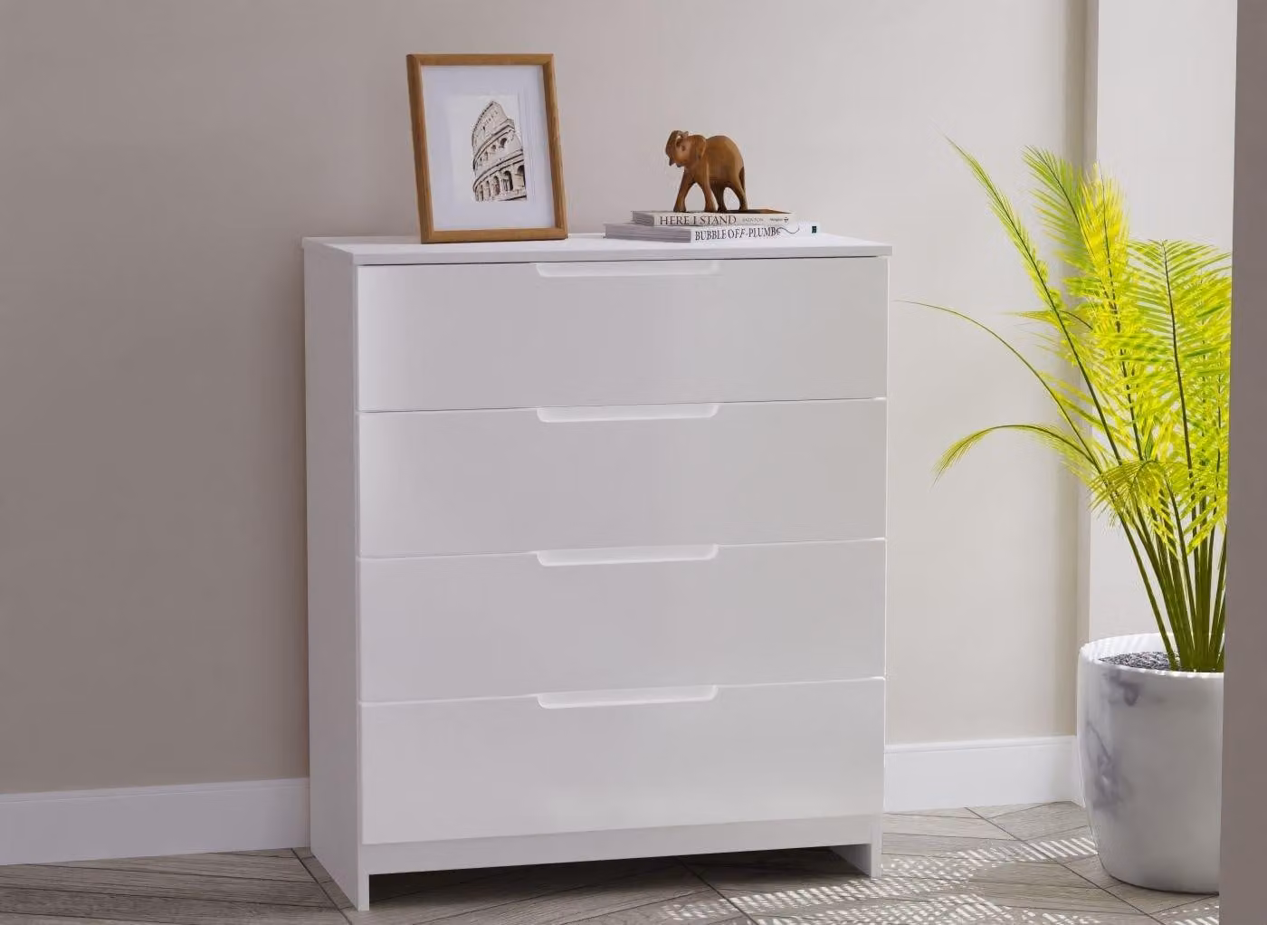 Houston 4-Drawer Chest in White with Soft-Close Drawers