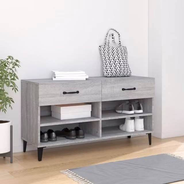 Berkfield Home Grey Sonoma Shoe Cabinet W/D/H: 102 x 35 x 55 cm