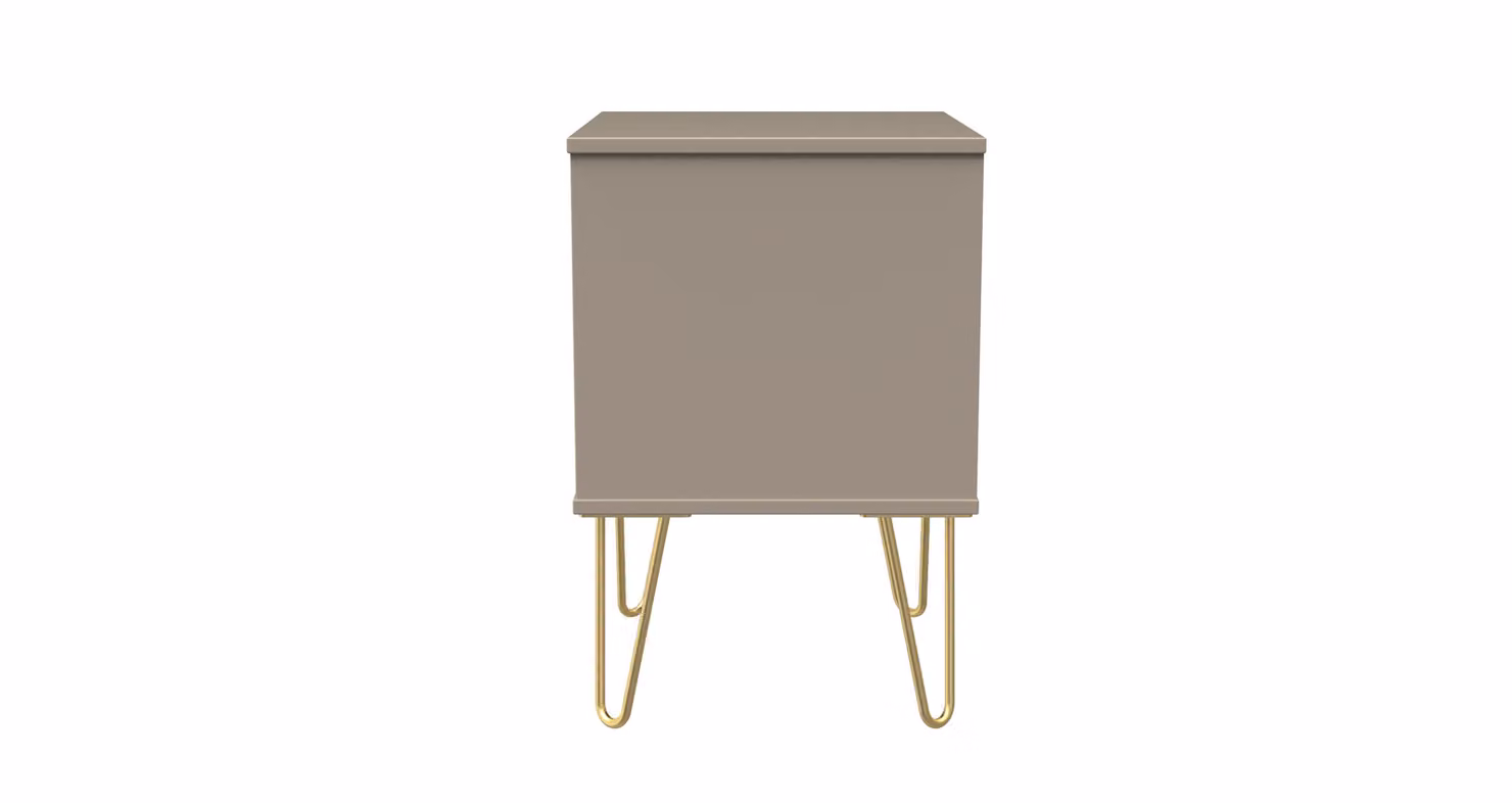 Ready Assembled 2 U Metro 2 Drawer Bedside Cabinet in Light Brown and Gold – 2