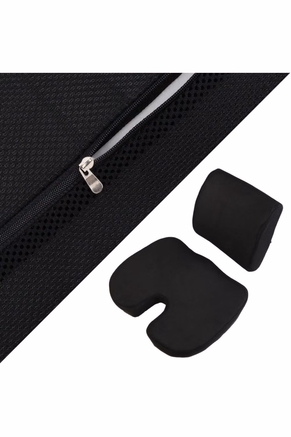 KDMD Black Memory Foam Lumbar Back Support Cushion with Breathable Removable Mesh Cover – 8