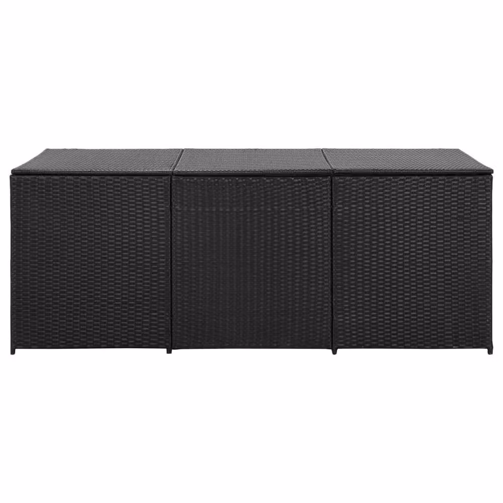Berkfield Home Garden Poly Rattan Storage Box in Black, W/D/H: 180 x 90 x 70 cm – 2