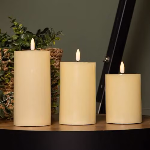 Samuel ALEXANDER Set of 3 Cream Wax Melted Effect Pillar Candles with Warm White LEDs and Timer Function – 2
