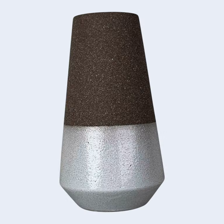 Four Candle Textured Mocha Ceramic Vase in Brown, H 25.3 cm x W 14.2 cm x D 14.2 cm