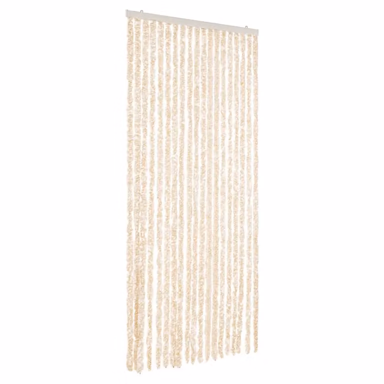Berkfield Home Chenille Striped Fly Curtain in Beige and White, W: 56 cm, H: 200 cm