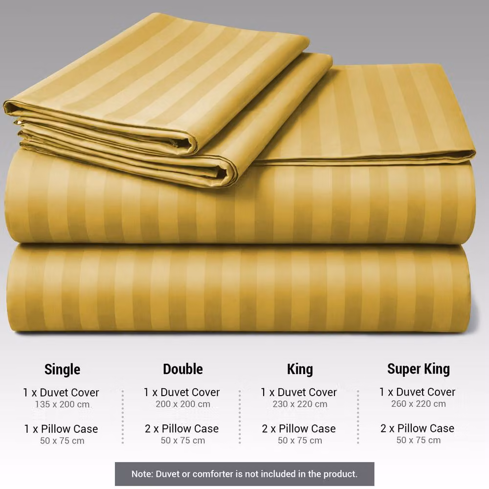 Lazzaro Home Yellow Embossed Stripe Microfibre Duvet Cover and Pillowcase Set, Super King Size – 5