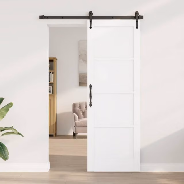 Berkfield Orkdal Modern Sliding Interior Door, White, Solid Wood and Plywood, W: 73.5 cm, H: 211 cm, D: 4 cm