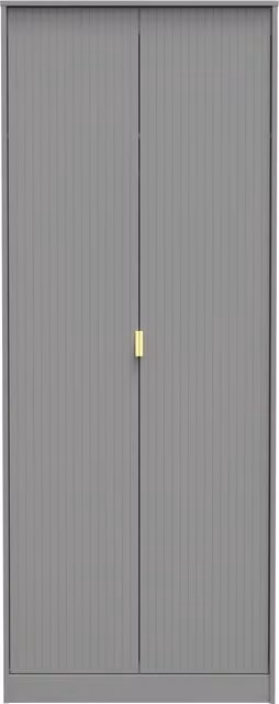 Bexley 2 Door Wardrobe in Dark Grey with Gold Metal Details