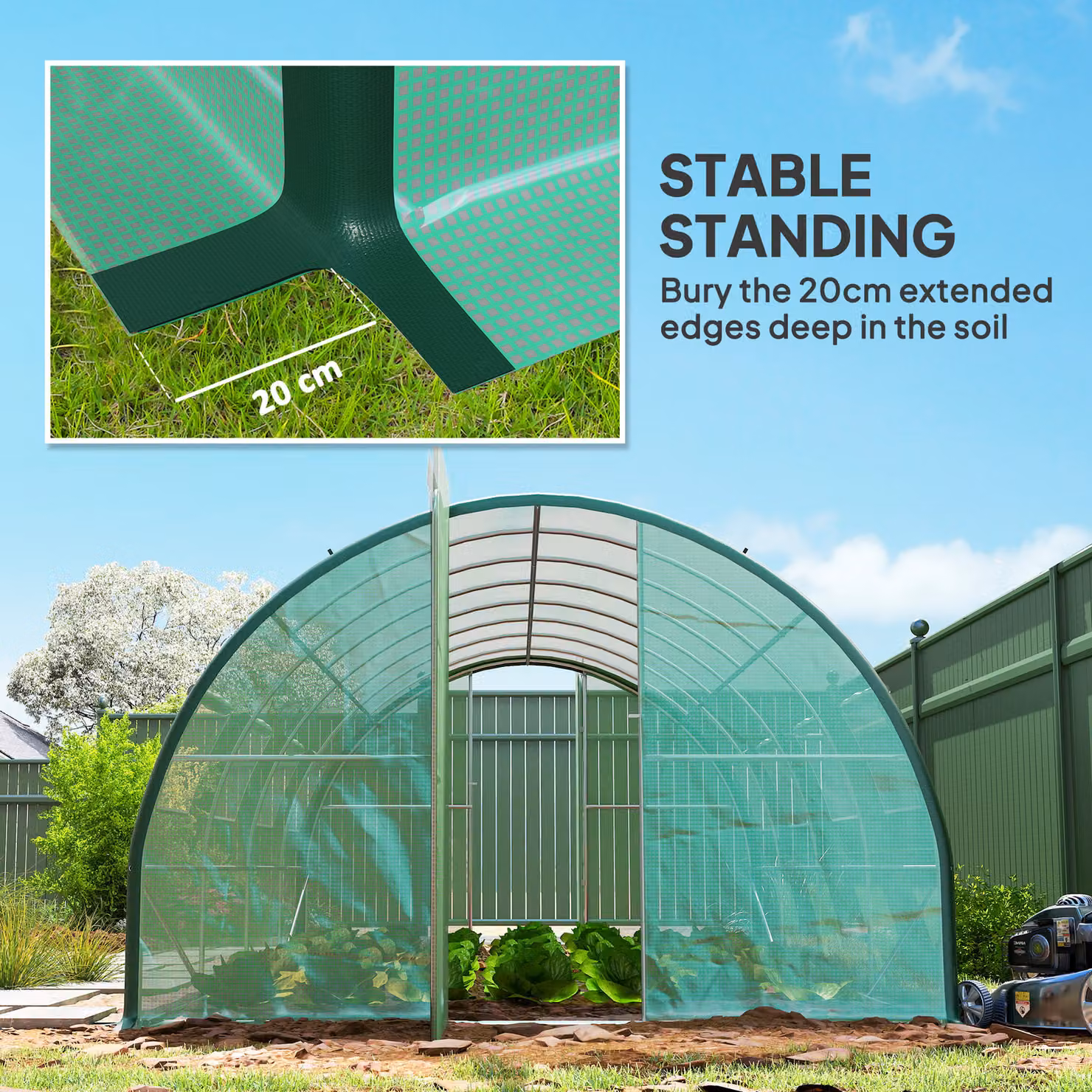 Outsunny Walk-in Polytunnel Greenhouse with Galvanised Steel Structure, Green, W: 6 m, D: 3 m, H: 2.4 m – 4
