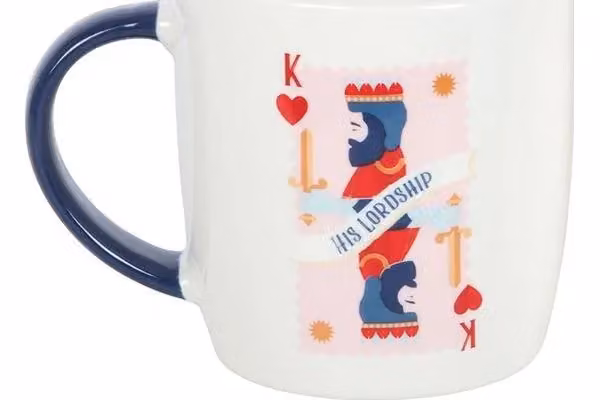 KDMD His Lordship Playing Card Mug in White and Blue, 350 ml – 2
