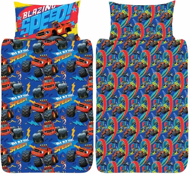 Nickelodeon Blazing Reversible Duvet Cover and Pillowcase Set in Blue, W: 90 cm, H: 200 cm – 1
