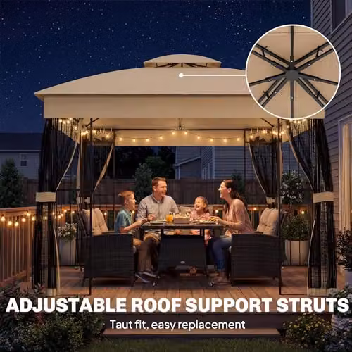 Outsunny Garden Gazebo with Shelving and UPF50+ Protection, W/D/H: 300 x 300 x 275 cm – 8