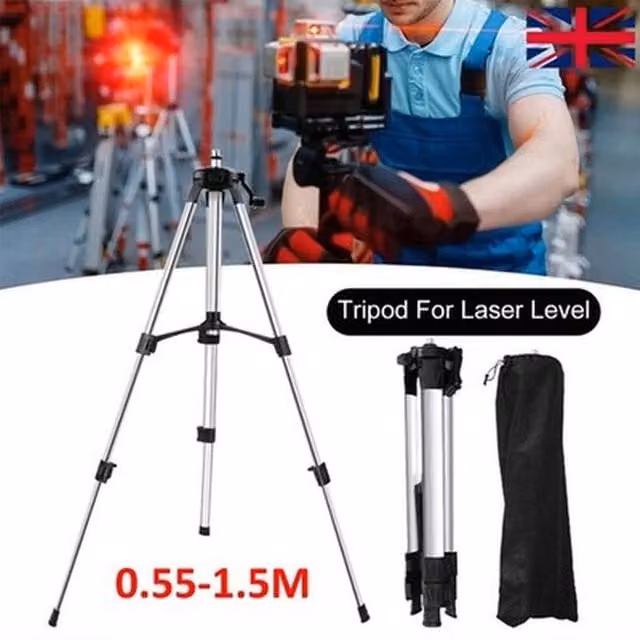 NESTLUNE Silver Telescopic Laser Level Tripod Adjustable Aluminum Alloy Pole