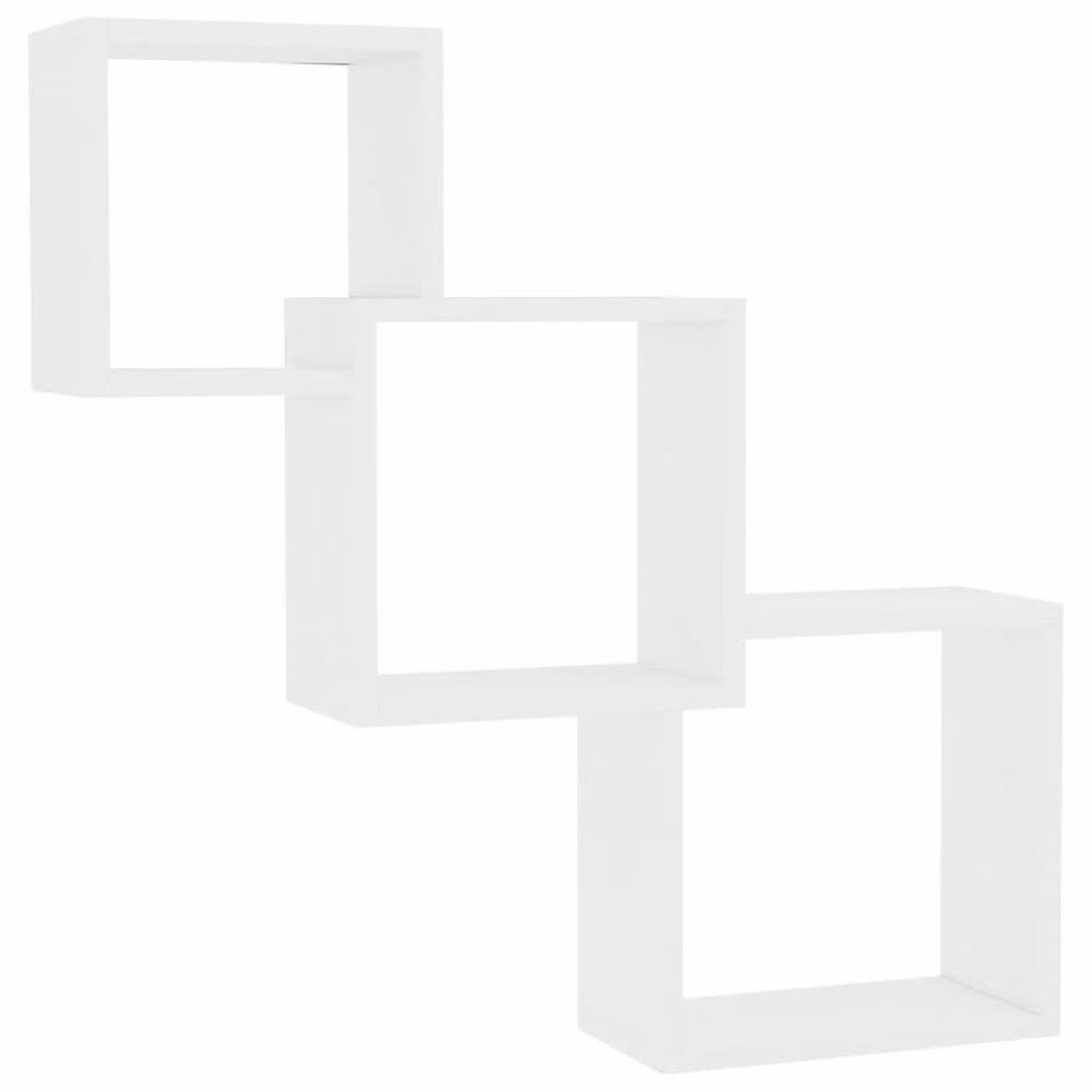 Berkfield Home Cube Wall Mounted Shelf in White, W/D/H: 68 x 15 x 68 cm – 2